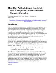 How Do I Add Additional OracleAS Portal Targets to Oracle Enterprise Manager Consoles.doc